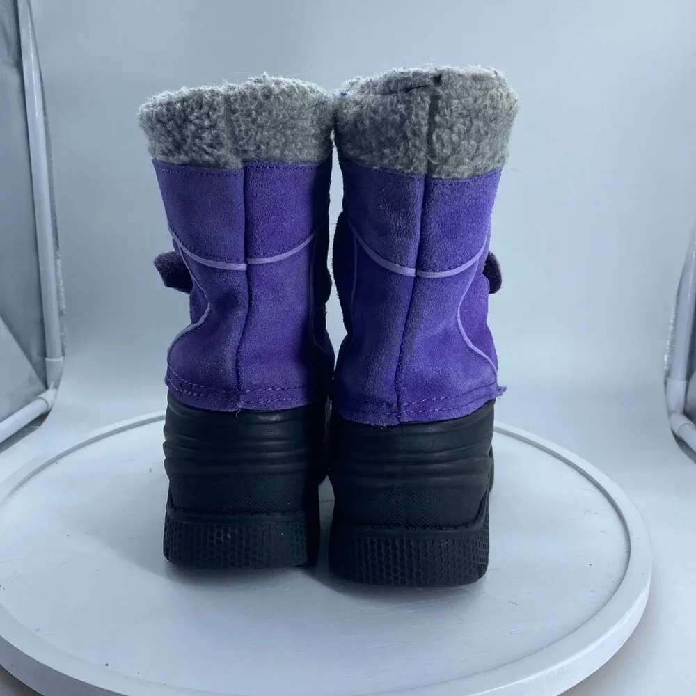 Sporto Insulated‎ Waterproof Winter Boots Purple & Gray Kid Sz 1 Leather Blend
